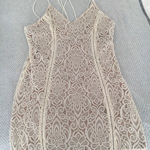 White Fitted Lace Dress